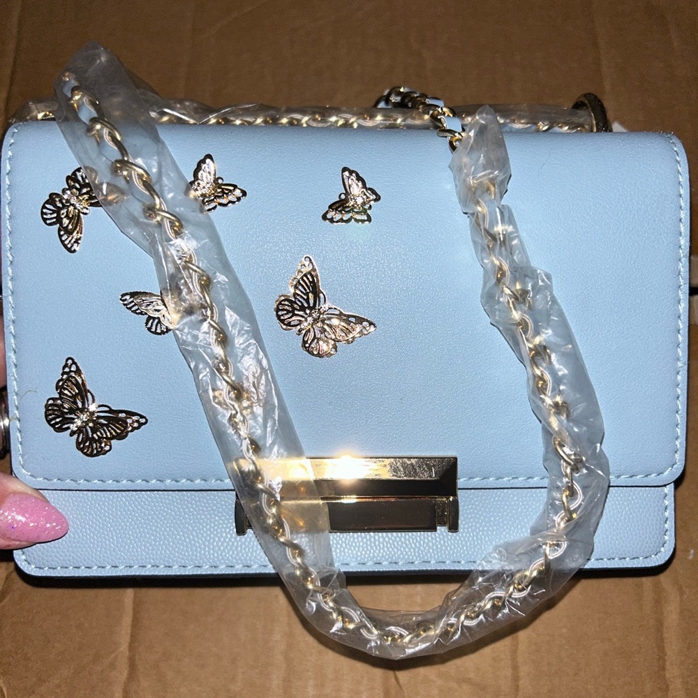 baby blue butterfly purse